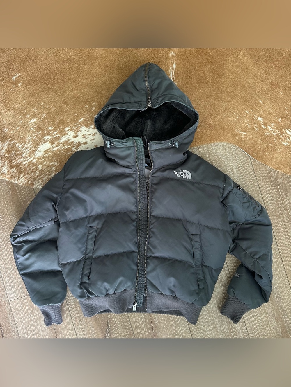 vintage The North Face grey 550 bomber puffer jacket